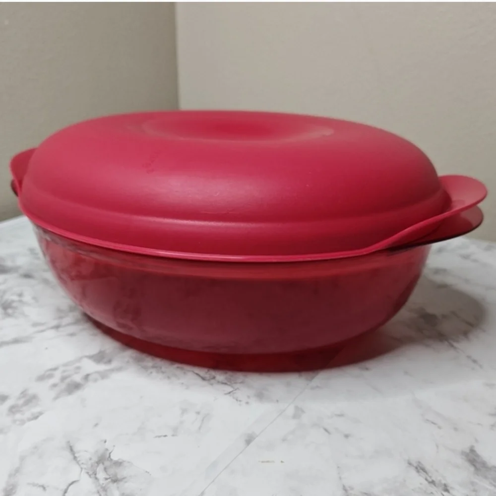 Tupperware 2.0L Micro-Fix Casserole Dish Red Vented Lid Microwave Cookware